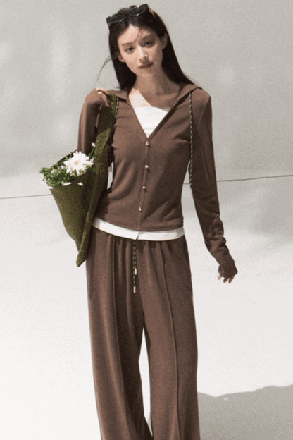 Tears Knit Top & Wide-Leg Pants Set-Up