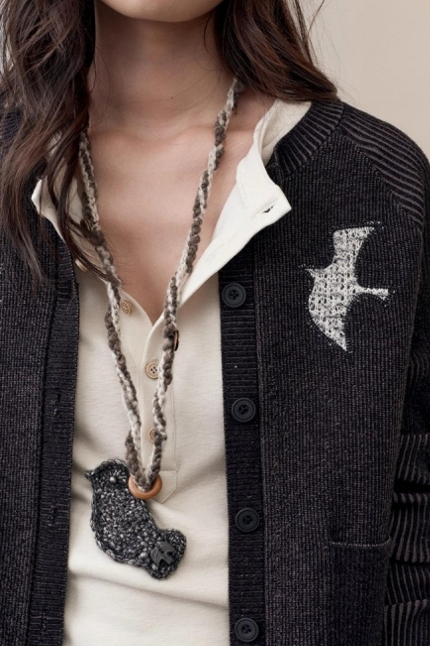 Patch Embroidered Knitted Cardigan