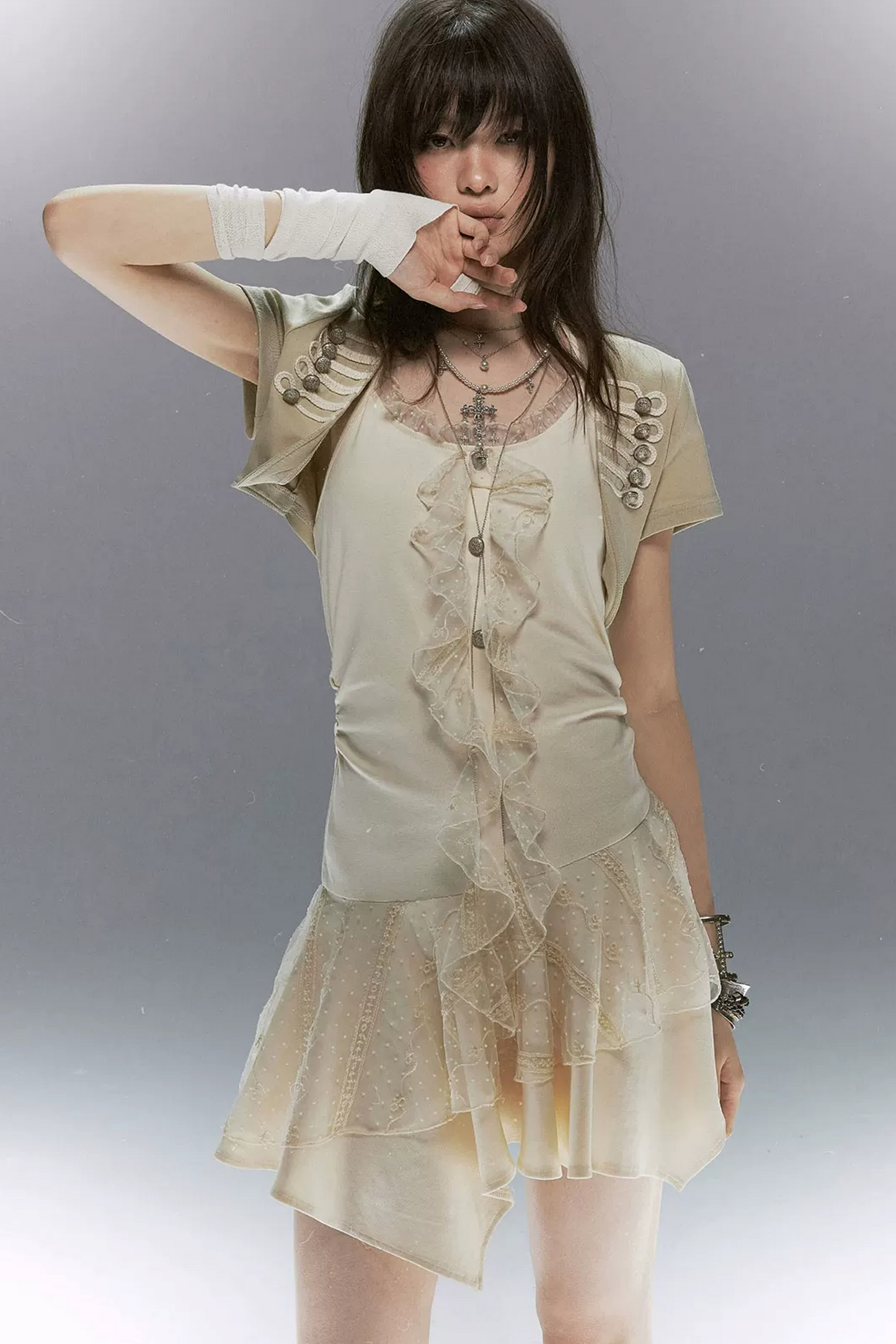 Napoleon Lace Ruffle Dress Set