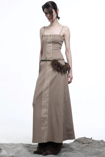 Patchwork Slim Slip Dress