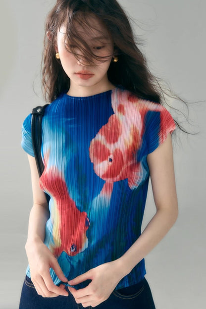 Goldfish Retro Pleated Top