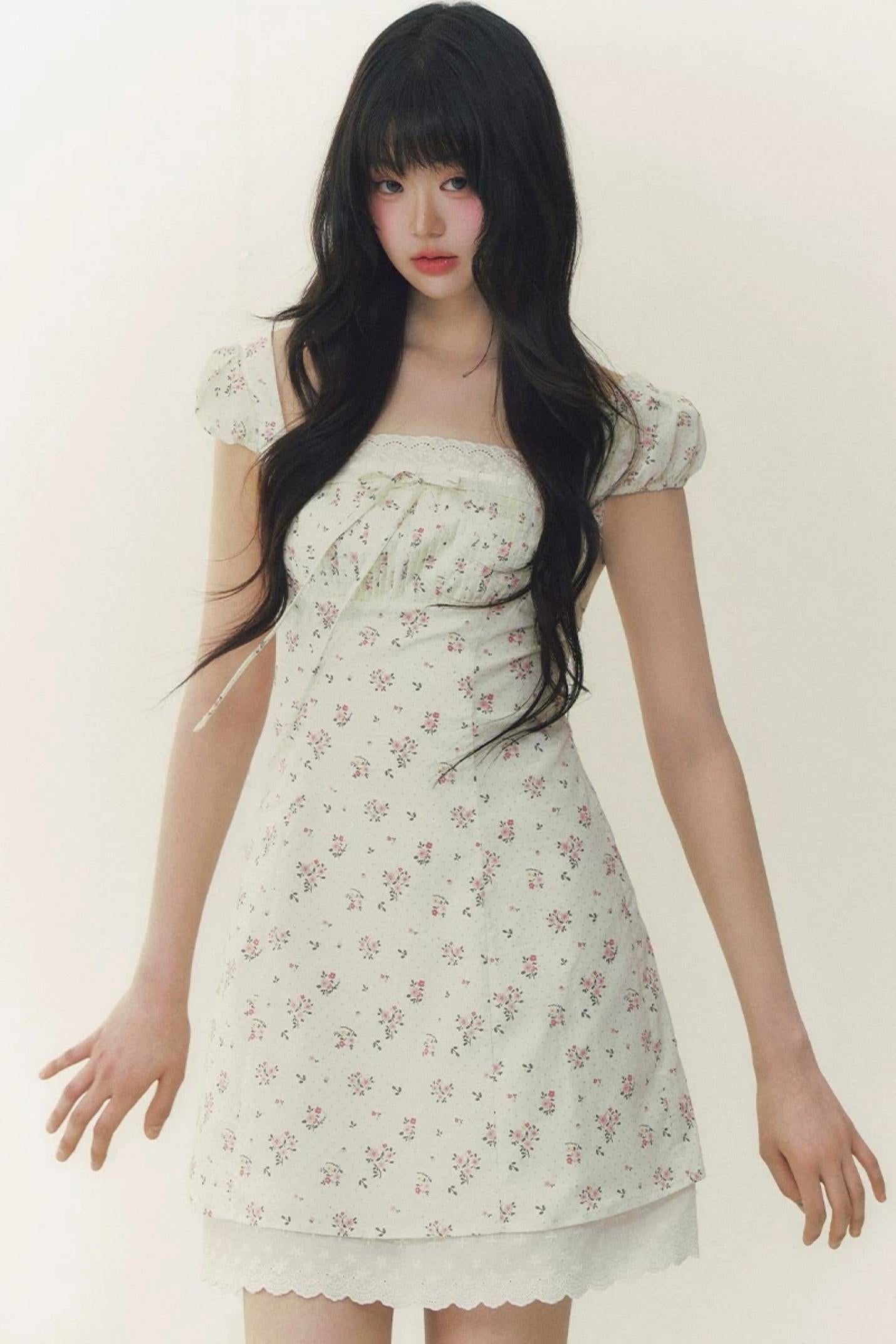 Floral Polka Dot A-Line Dress