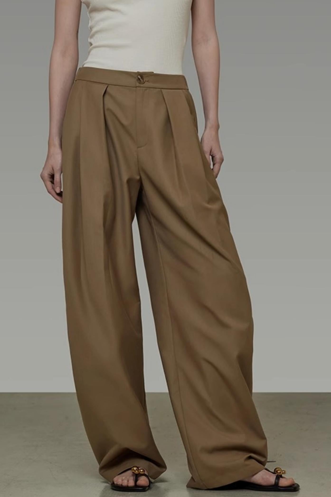 Draped Wide-Leg Pants