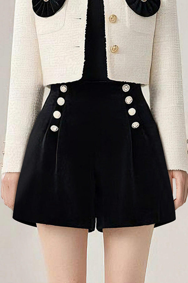 Velvet Studded Jacket Shorts Set-Up