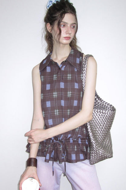 Dali Check Ruffle Top