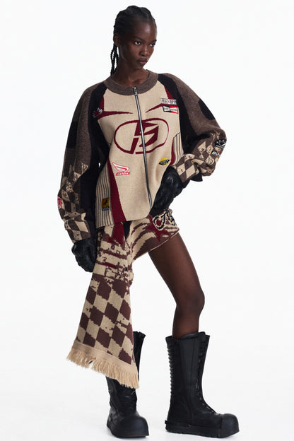 Racing Contrast Knit Top