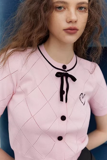 Pink Heart Knit Cardigan