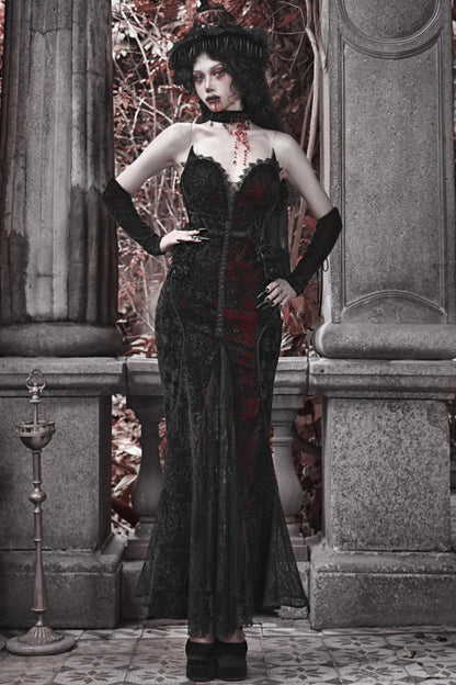 Gothic Love Glitter Fishtail Dress Set-Up