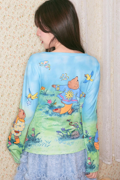 Diamond Heart Long Sleeve Top