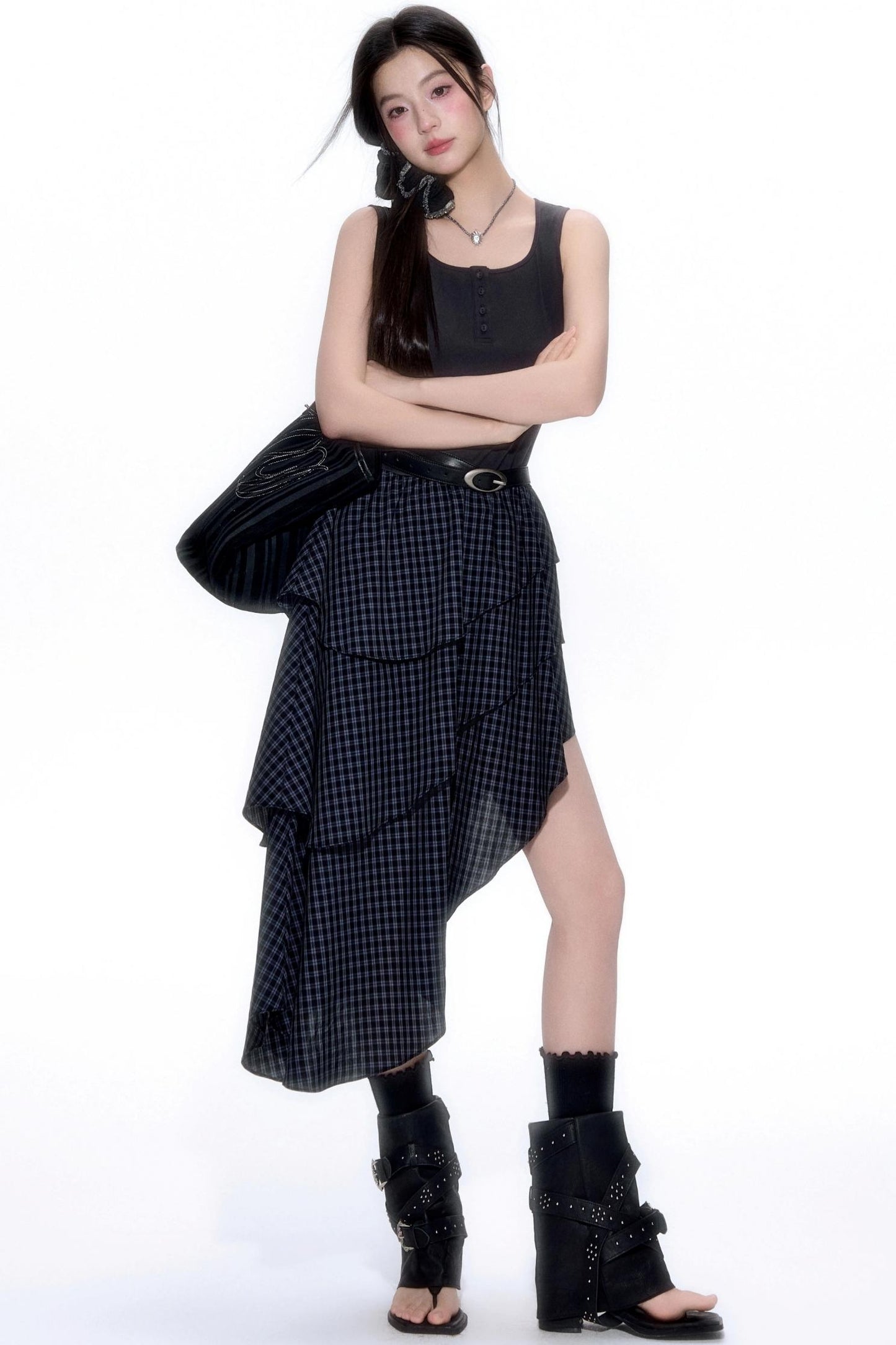 Summer Patchwork Asymmetrical Hem Dress