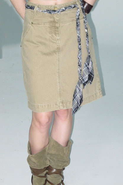 Wandering Cotton Denim Cargo Skirt