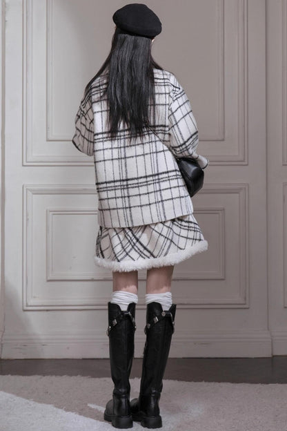 Checkered Woolen Plaid Dress Set-Up