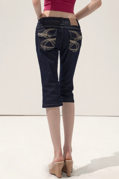 Vintage Stitched Denim Shorts
