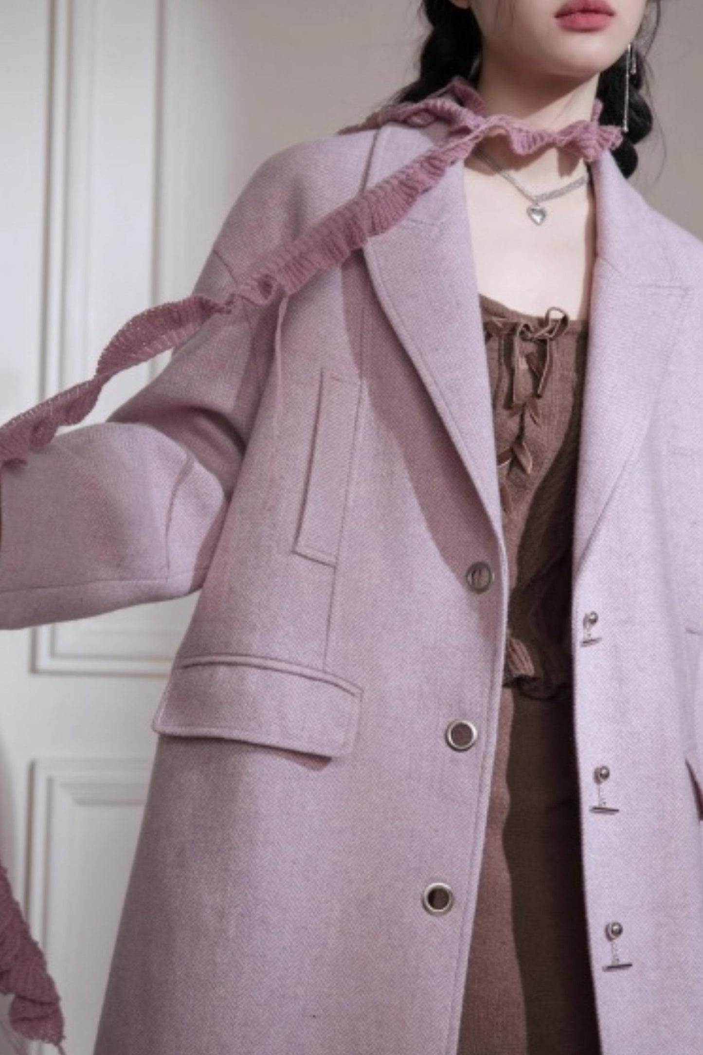 Teaberry Herringbone Tweed Coat