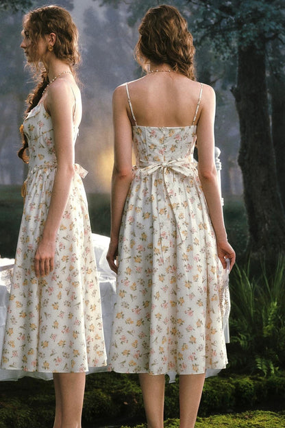 French Rustic Orange Floral Dress Set-Up