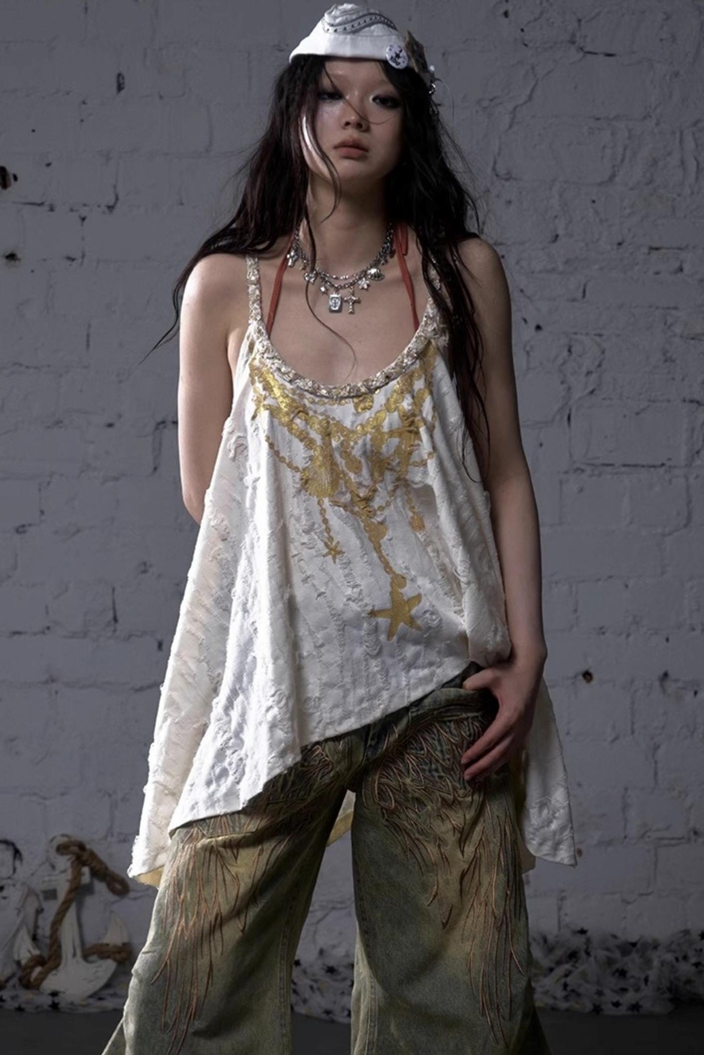 Hippie Star Foil Loose Strap Vest