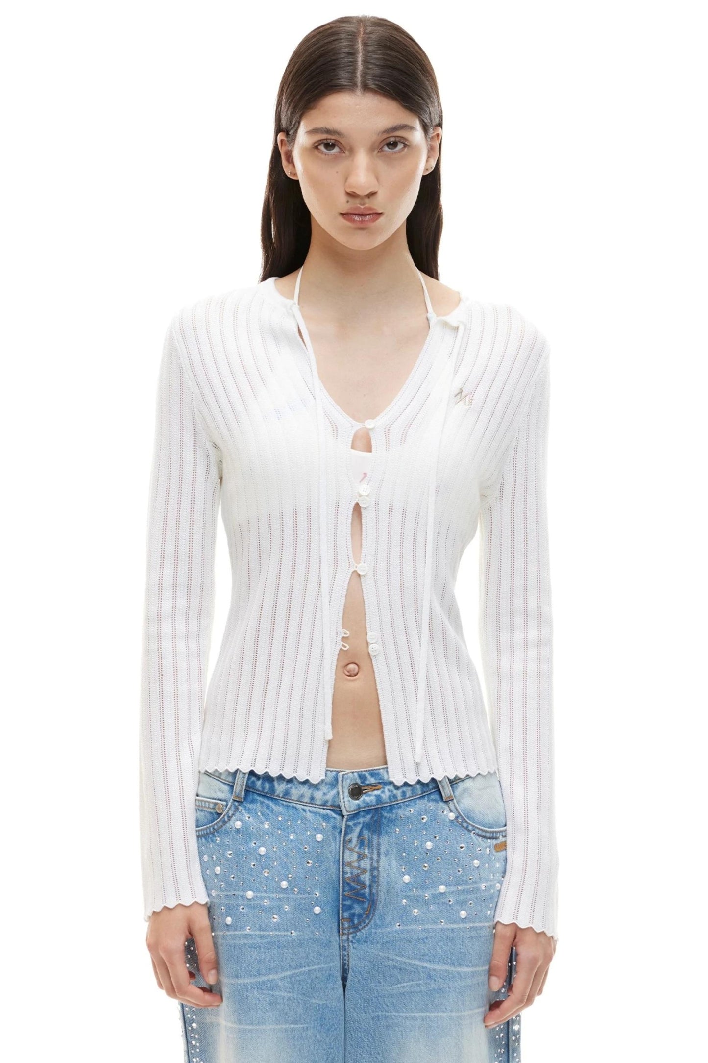 Sheep Wool Ribbon Knit Top