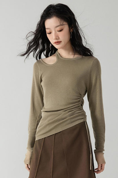 Drawstring Knitted Base Layer Top