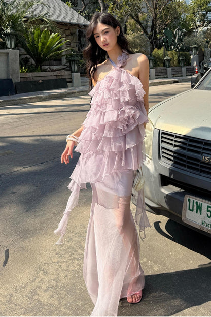 Rose Mesh Fishtail Dress