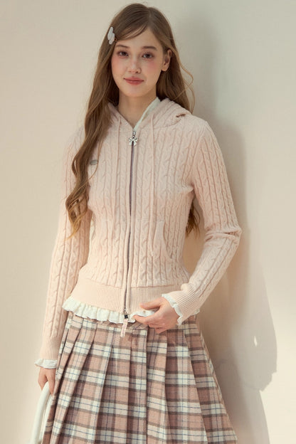 Fur Collar Detachable Knit Jacket