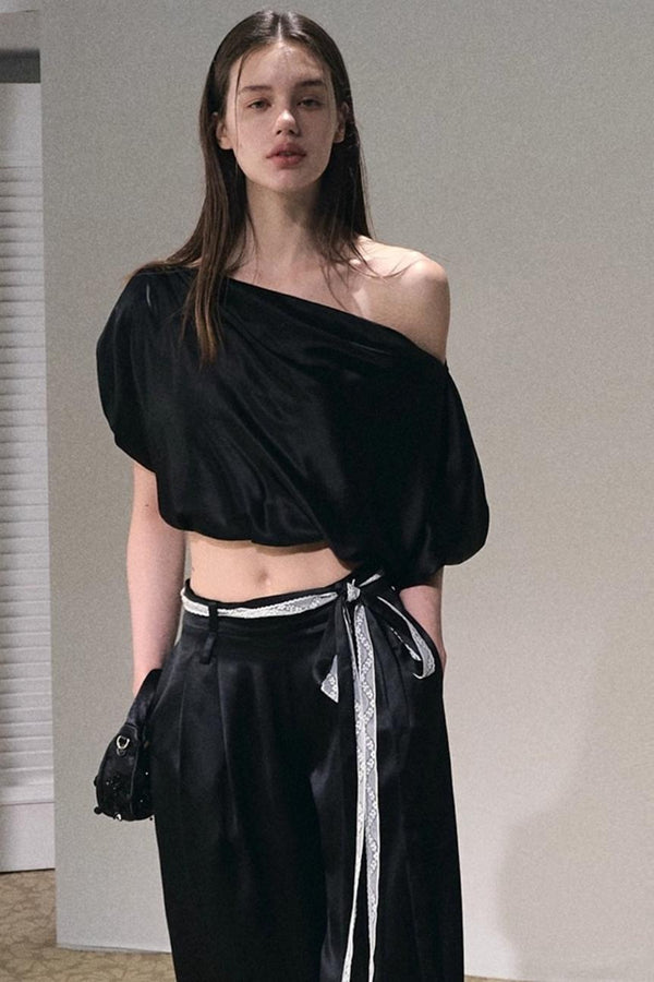 Acetate Flower Bud Top & Pants Set-Up
