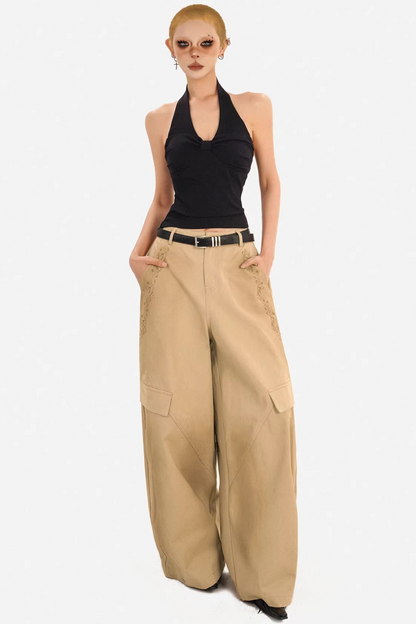 Light Retro Wide-Leg Pants