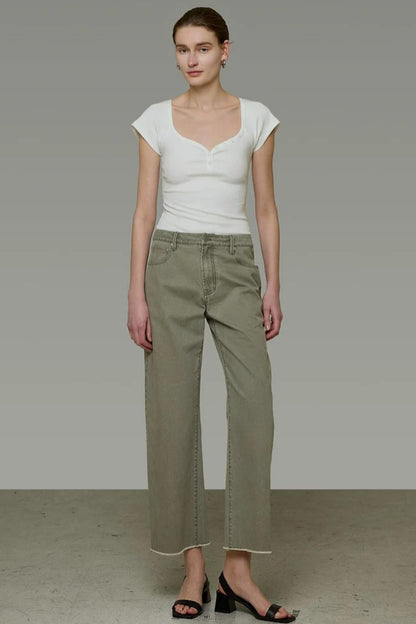 High-Waisted Denim Pants