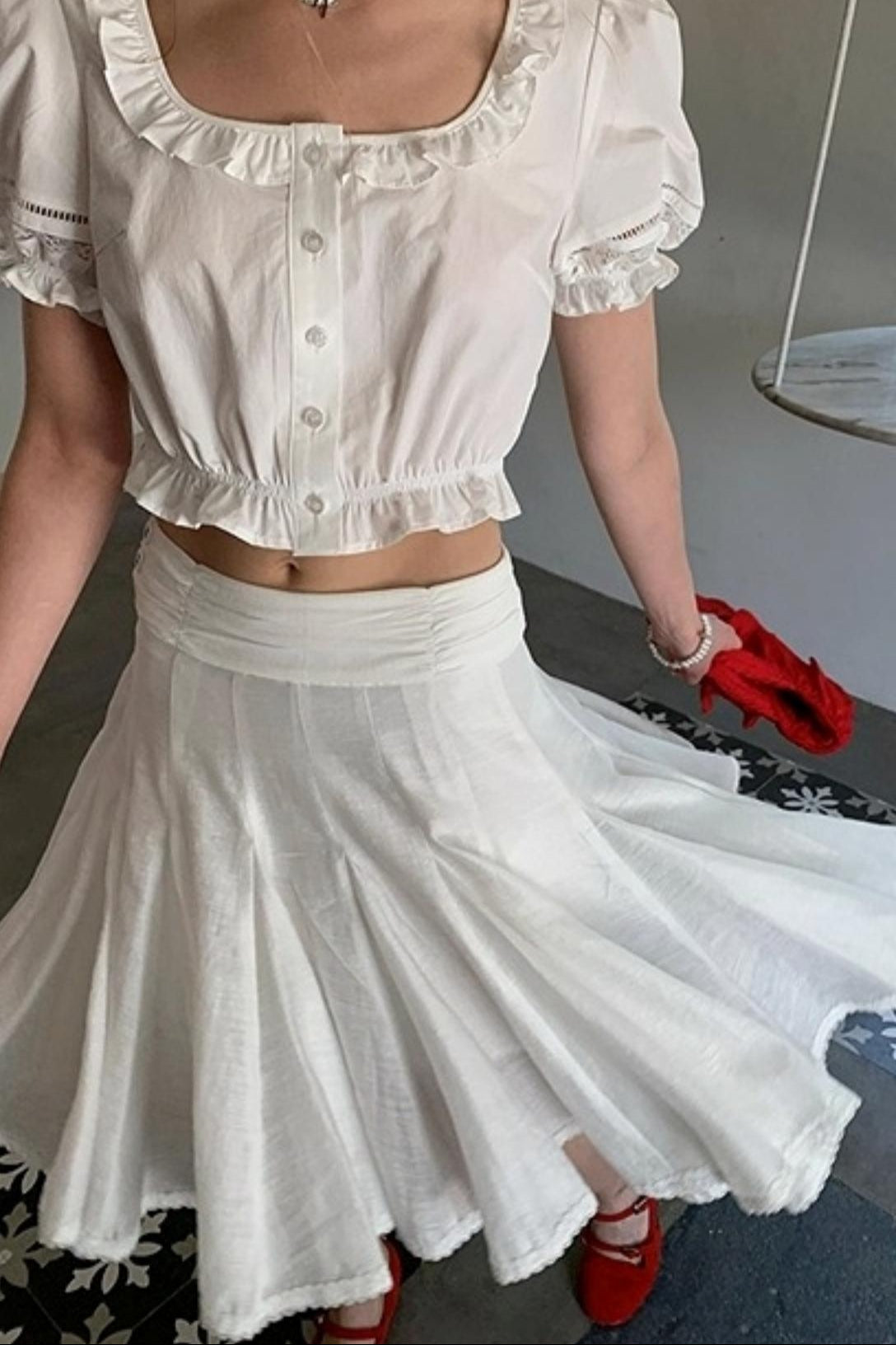 White Lace A-Line Skirt