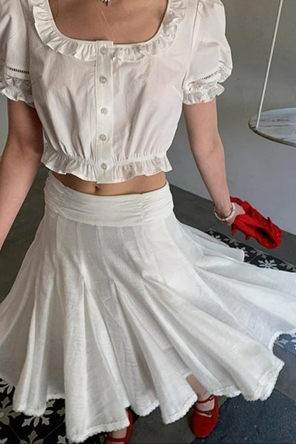 White Lace A-Line Skirt