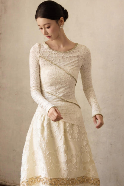 Slim Jacquard Knit Base Layer Top