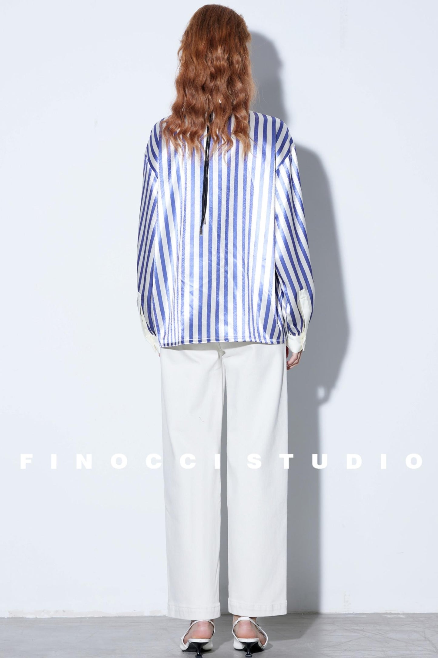 Blogger Satin Purple Stripe Shirt