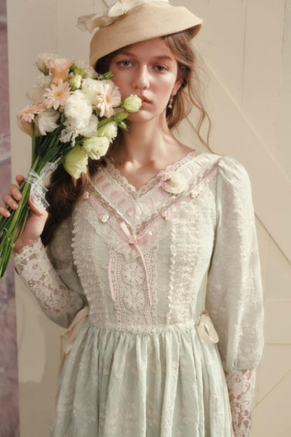 Lace Splicing Pastoral Dress