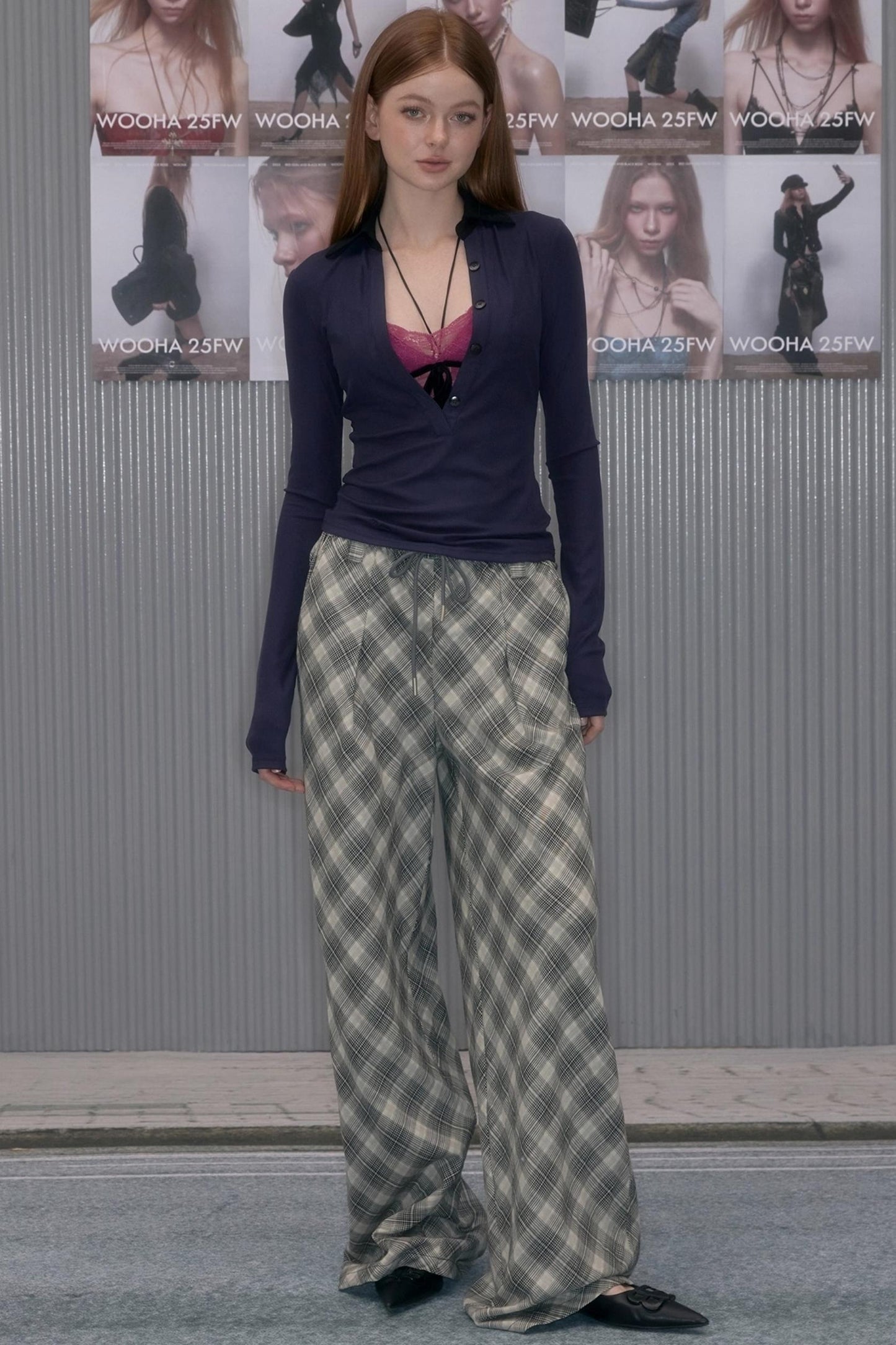 Vintage Plaid Straight Slacks