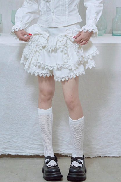 Lace Trim Bow Cake Skirt