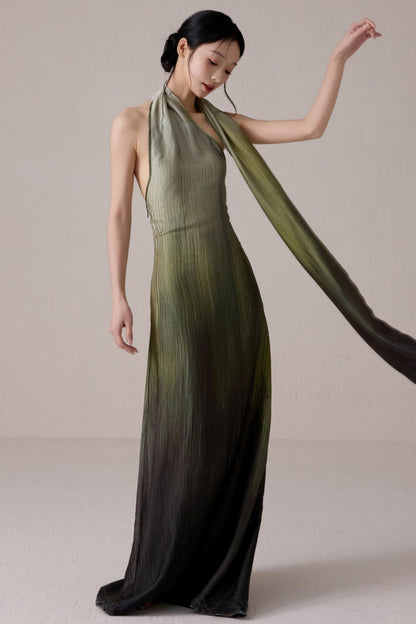 Summer Gradient Color Flutter Dress