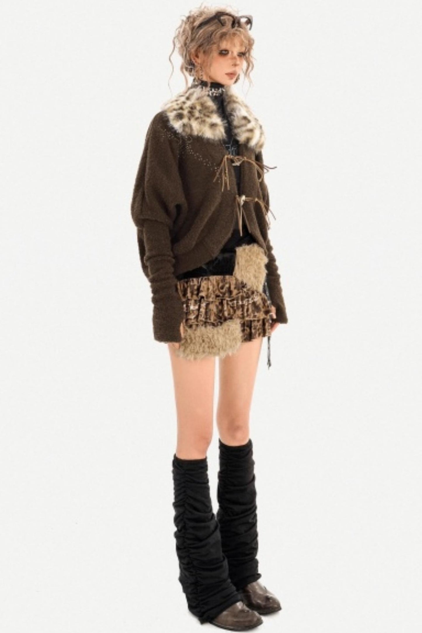 Retro Patchwork Fur Collar Jacket