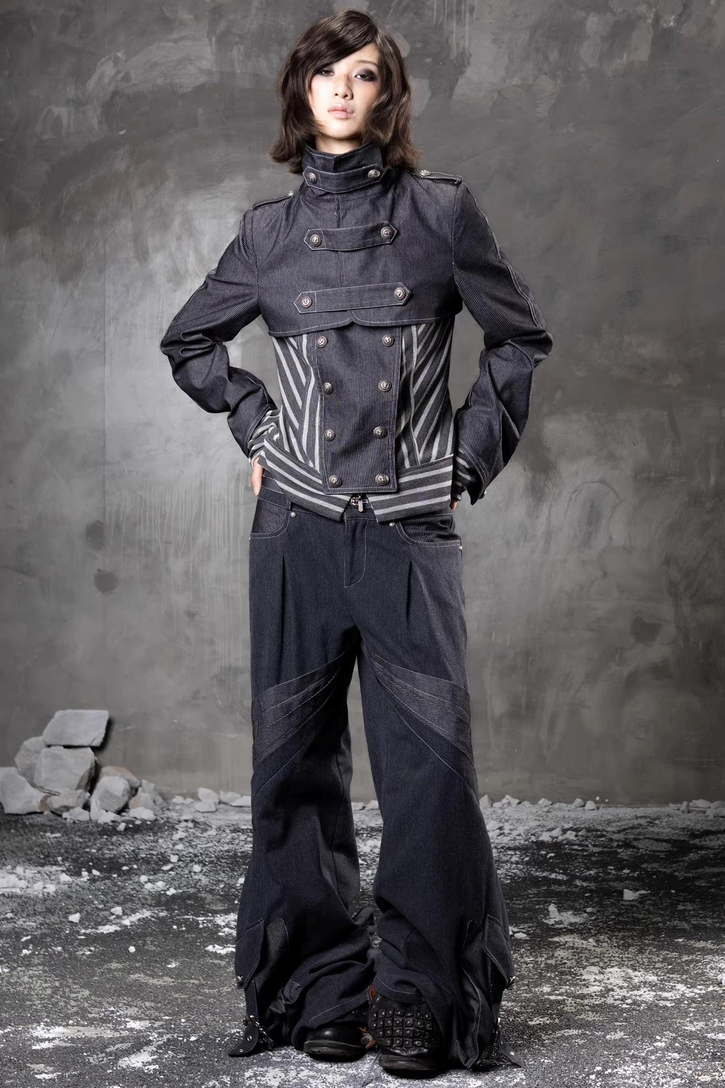 Denim Patchwork Striped Jacket