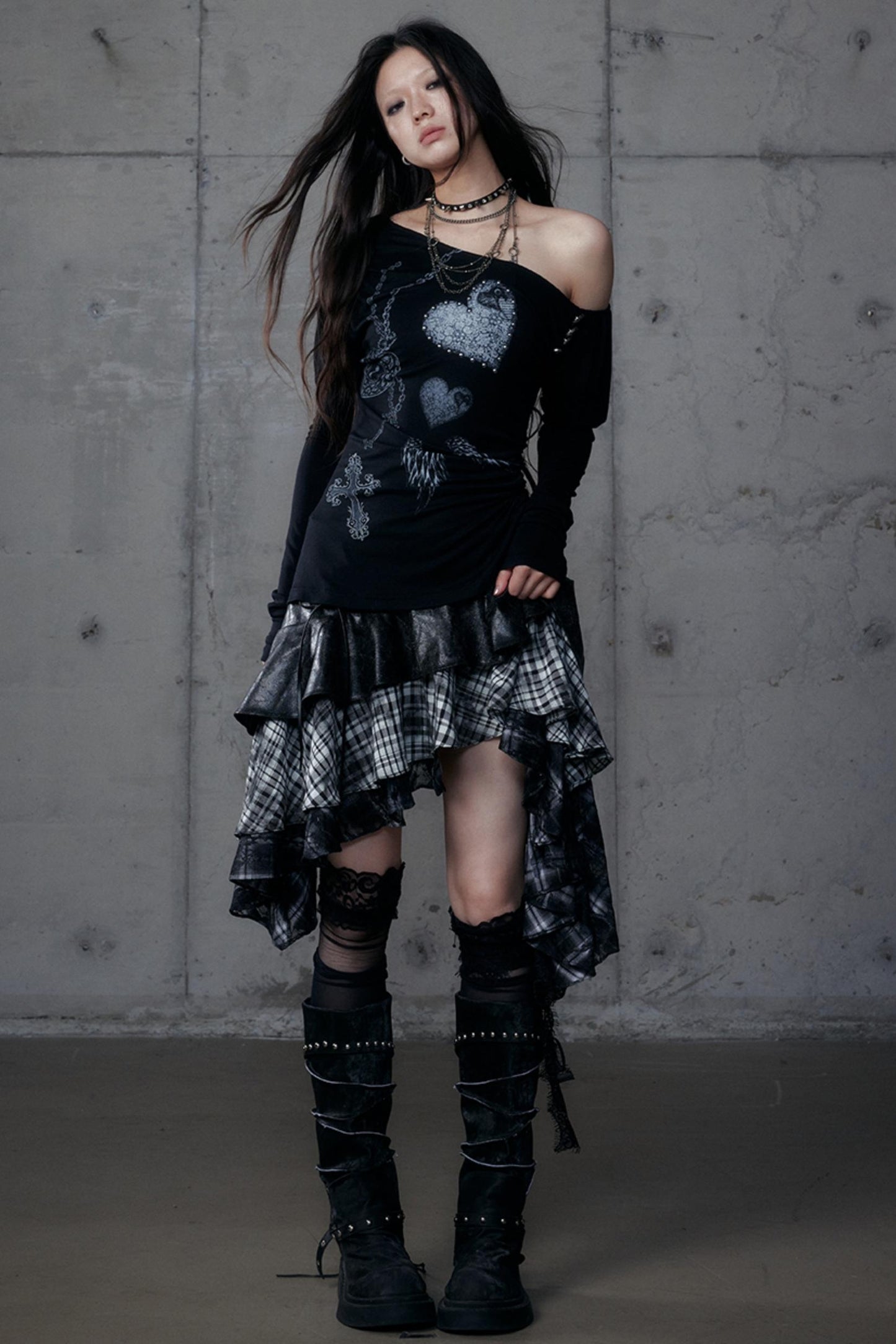 Puff Sleeve Punk Print Shirt