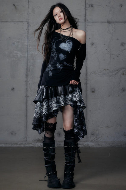 Puff Sleeve Punk Print Shirt