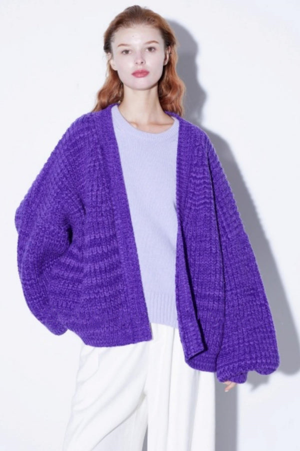 Heavyweight Two-Tone Lantern Cardigan
