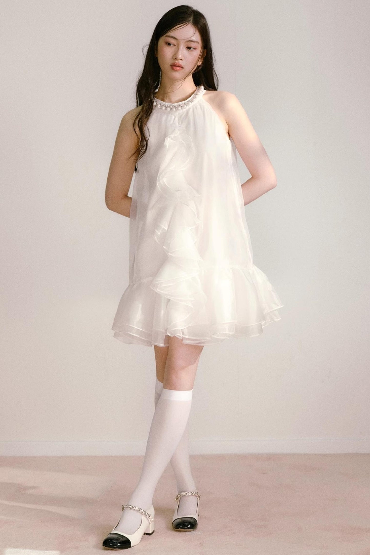 Ethereal Pearl Organza Dress