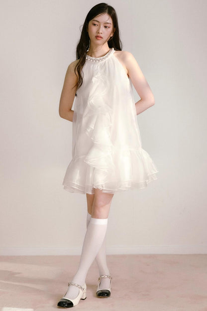 Ethereal Pearl Organza Dress