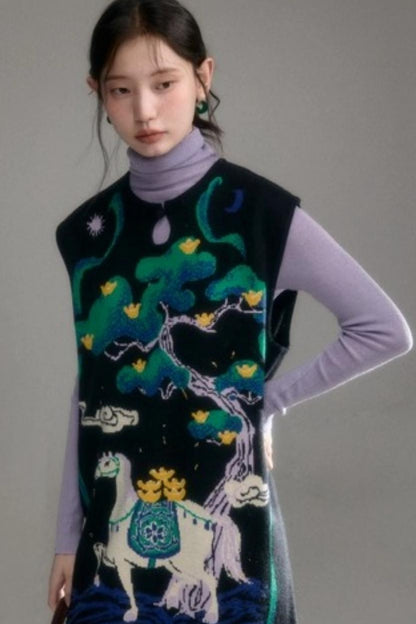 Chinese-Style Knitted Dress Set-Up