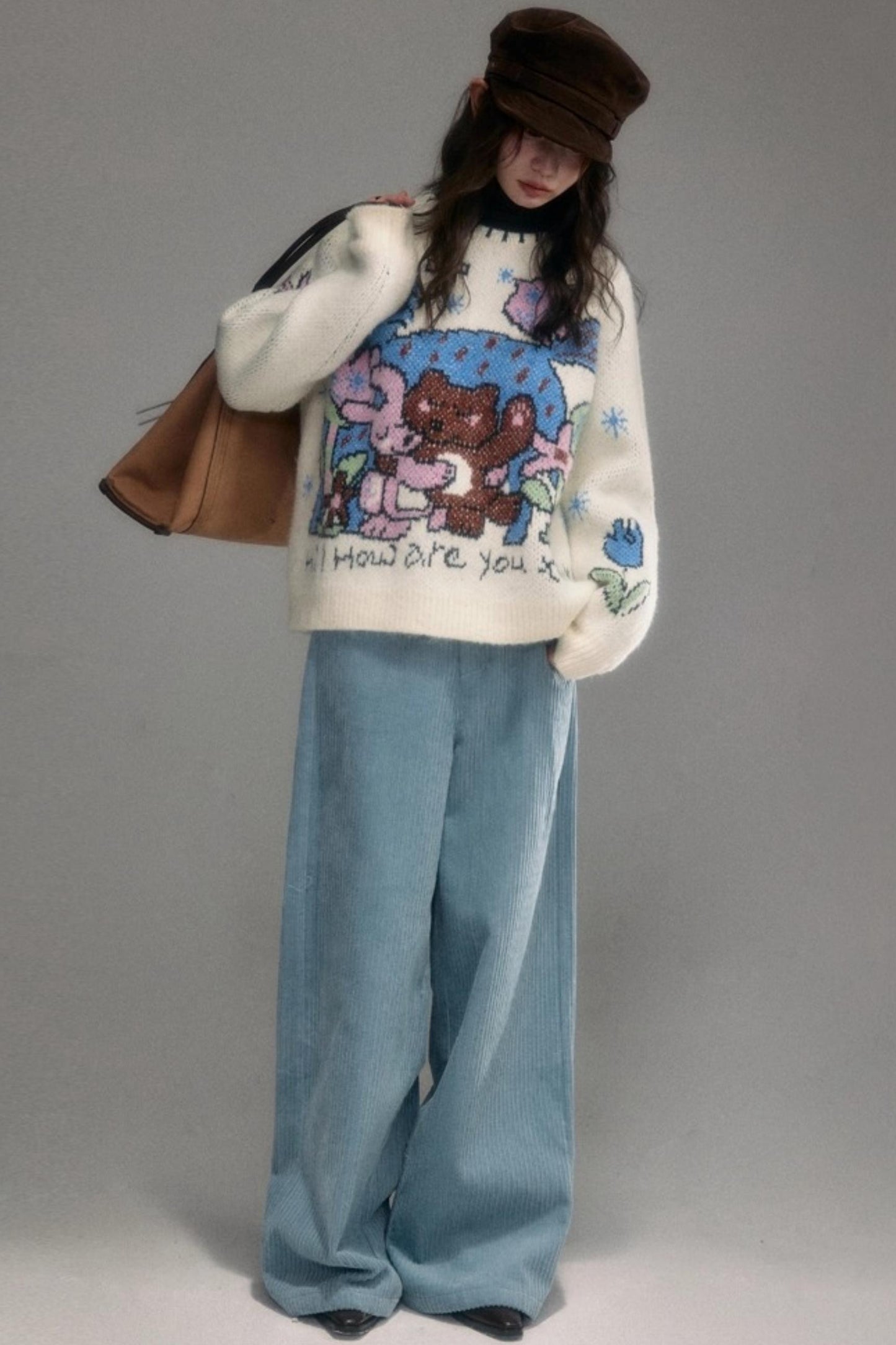 Plush Animal Jacquard Sweater