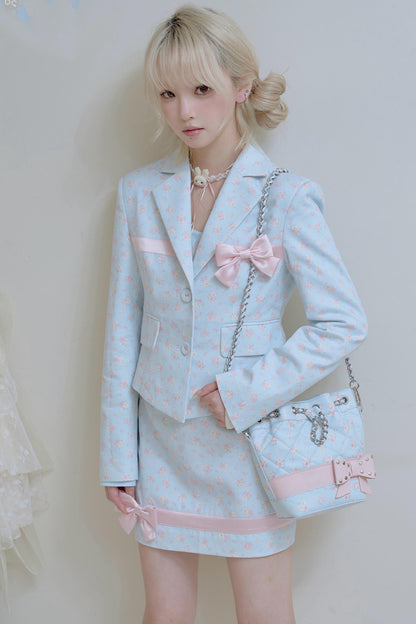 Satin Patchwork Suit Coat Set-Up