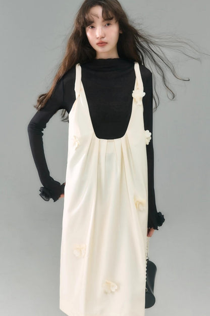 Flower Twisted Strap Suspender Dress