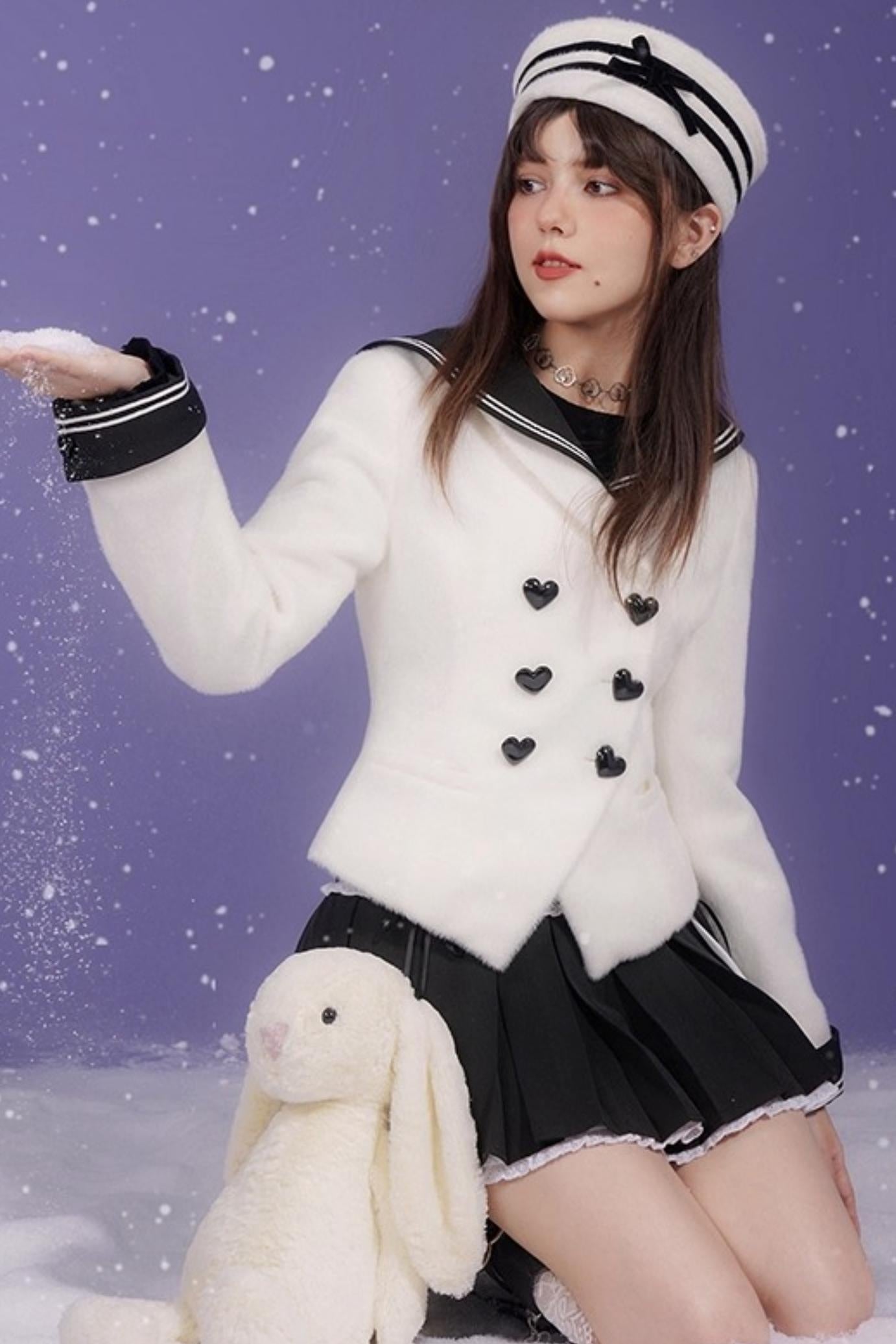 Golden Mink Sailor Collar Jacket