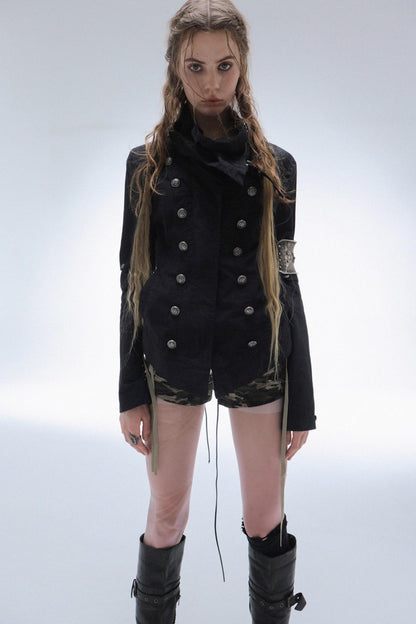 Detachable Sleeve Turtleneck Windproof Jacket