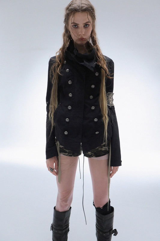 Detachable Sleeve Turtleneck Windproof Jacket