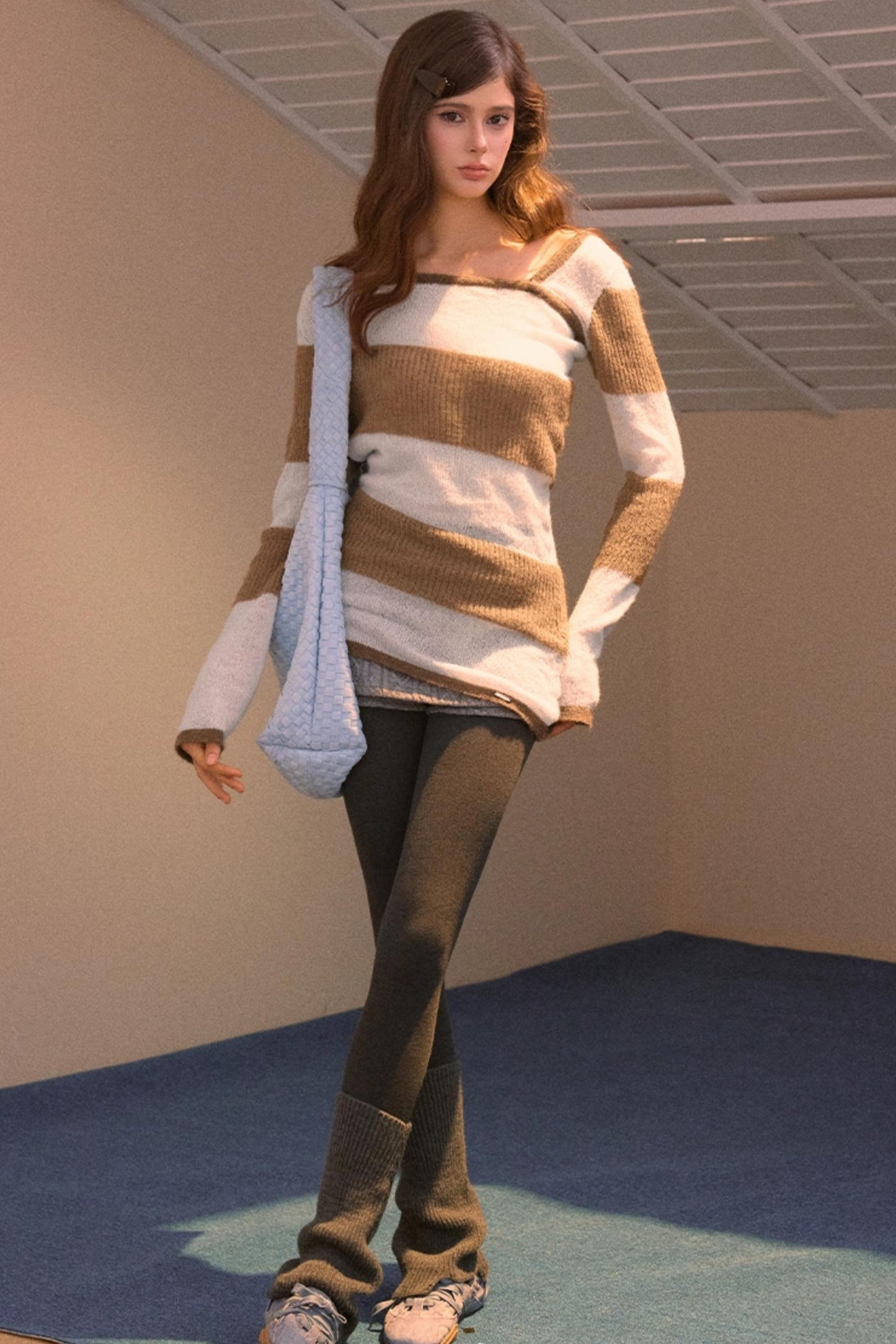 Color-Block Asymmetrical Knit Sweater